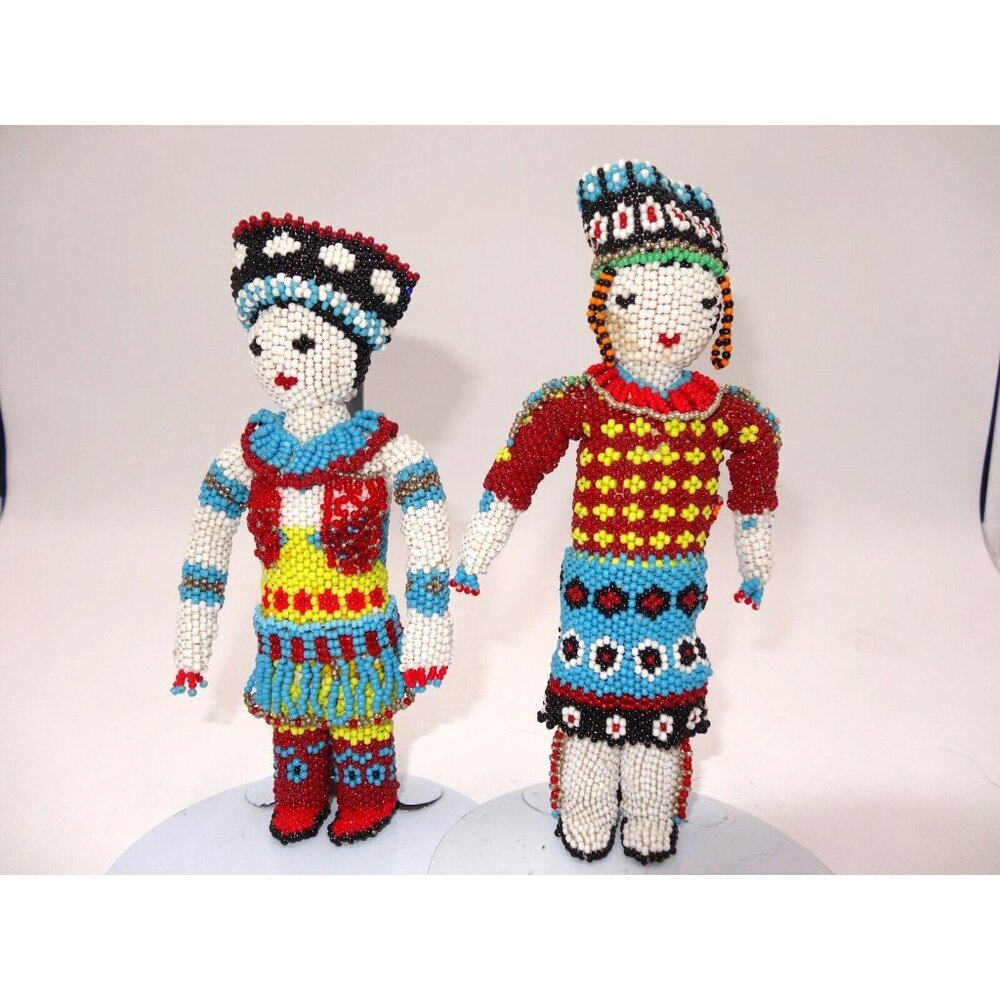 ZUNI Native American Pueblo Indian Beaded‎ Women Beaded Man Coweyuka   #224cow
